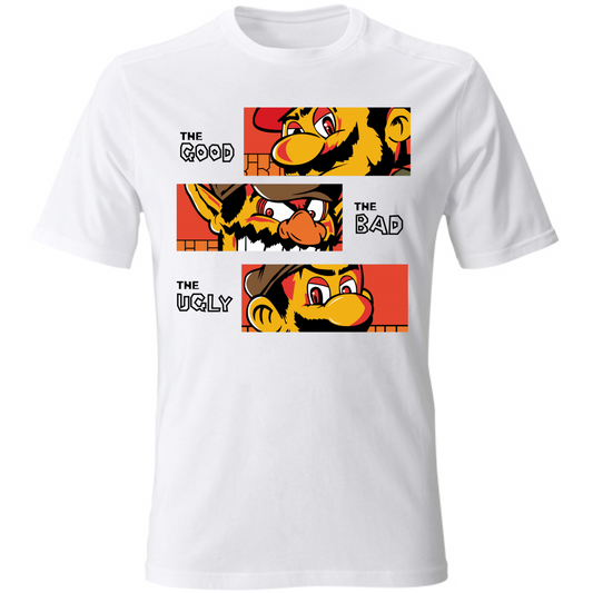 T-SHIRT UNISEX ADULTI E BAMBINI  MARIO GOOD BAD UGLY