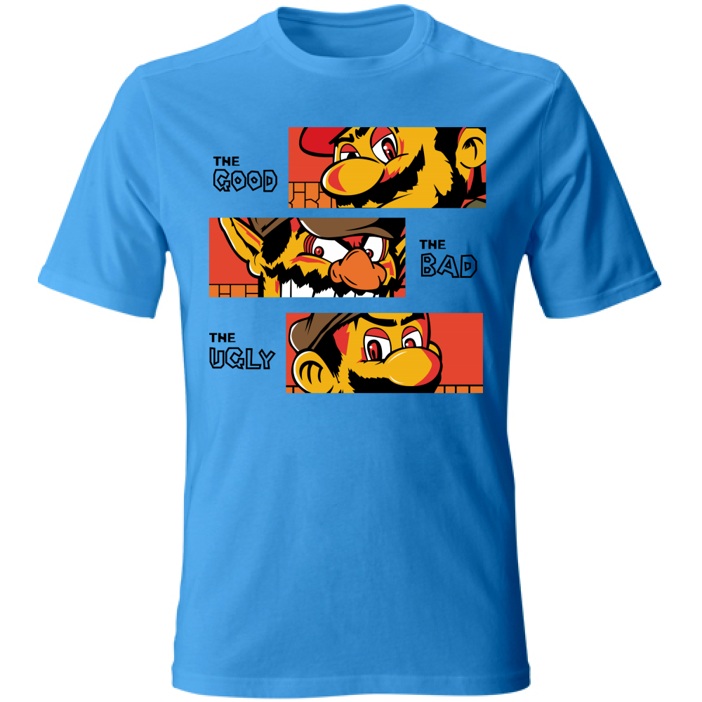 T-SHIRT UNISEX ADULTI E BAMBINI  MARIO GOOD BAD UGLY